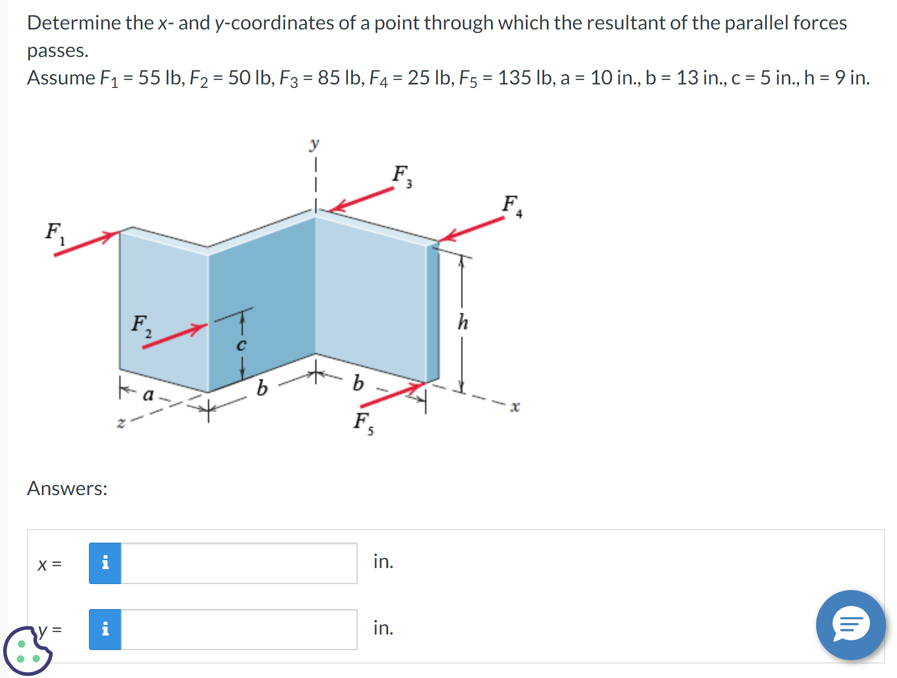 Determine the x - and y - coordinates of a point