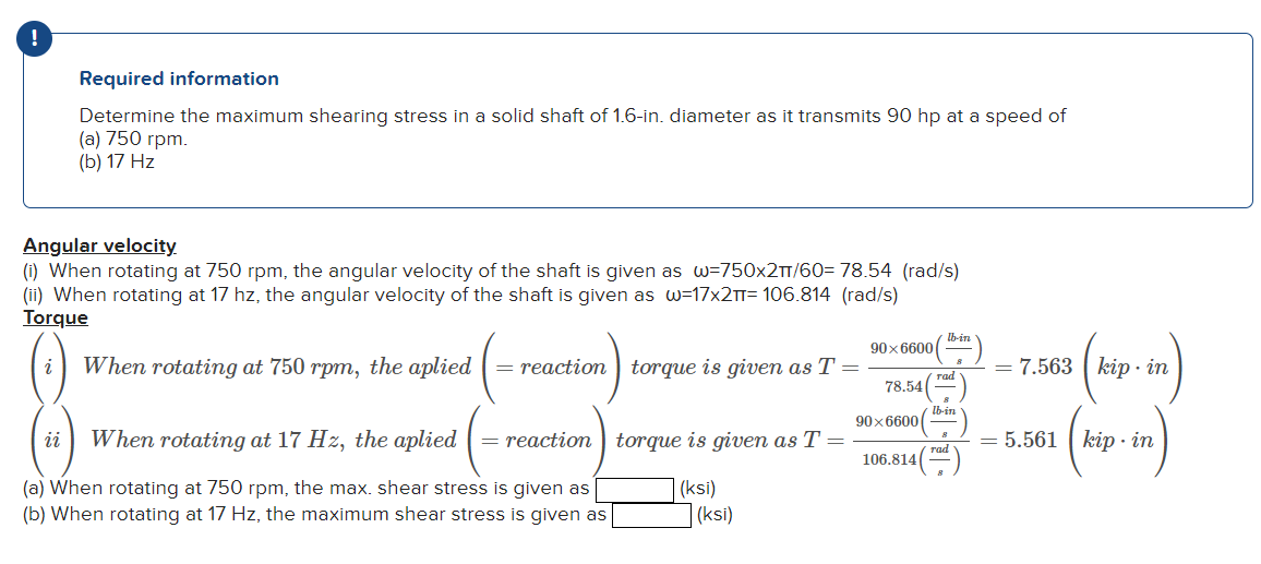 ! Required information Determine the maximum