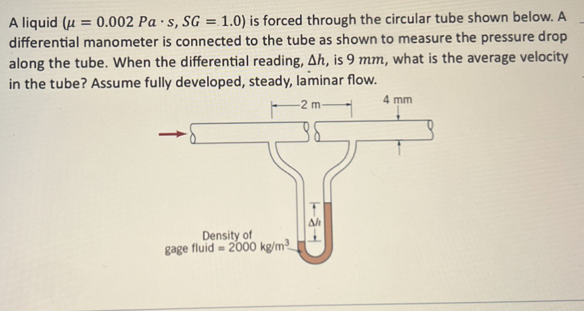 A liquid ( = 0 . 0 0 2 P a * s , S G = 1 . 0 is