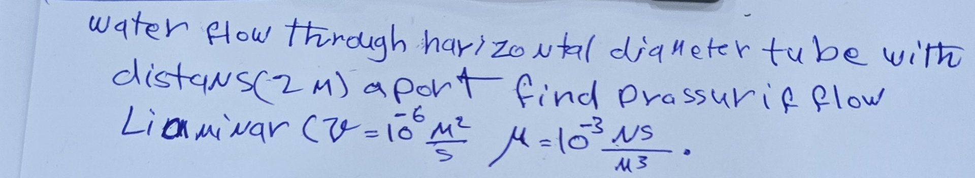 water flow through hari zo utal dianeter tube