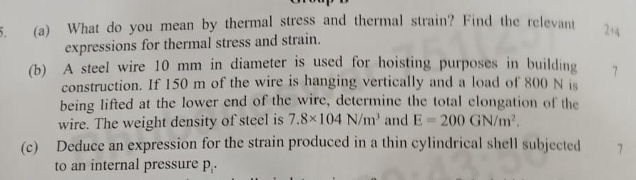 ( a ) What do you mean by thermal stress and