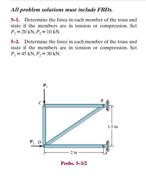All problem solutions must include FBDs . 5 - 1 .