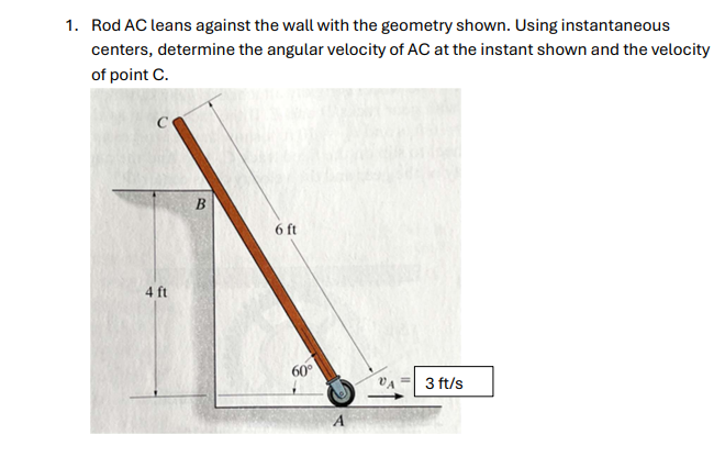 1 . Rod AC leans against the wall with the