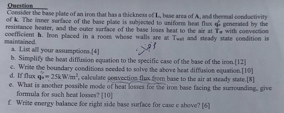 Question Consider the base plate of an iron that