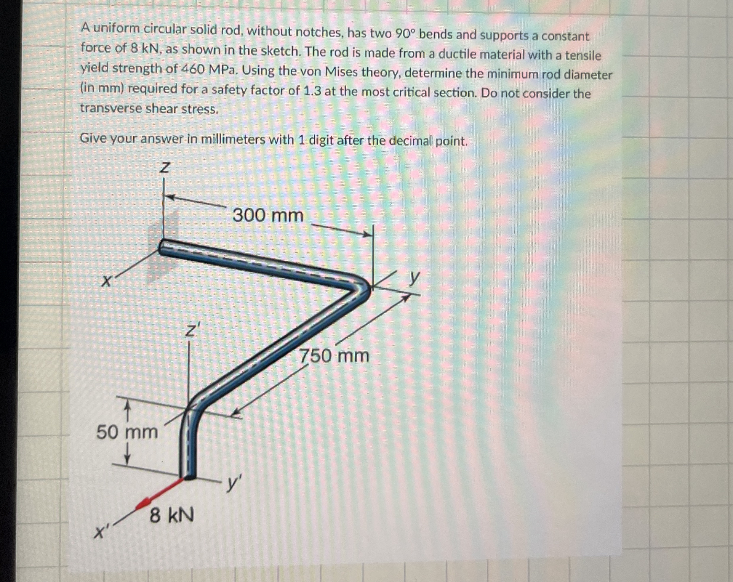 A uniform circular solid rod, without notches,