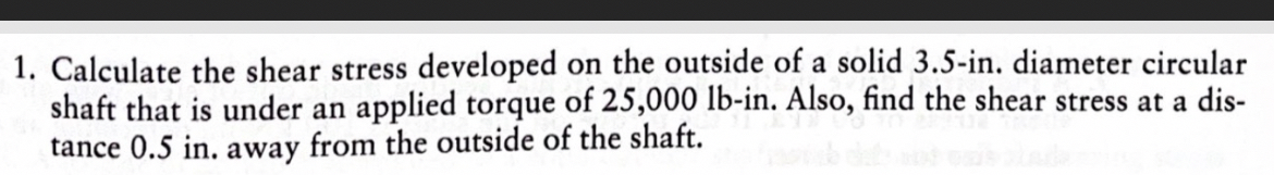 Calculate the shear stress developed on the