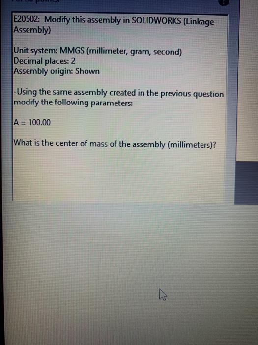 What is center of mass when A = 1 0 5 . 0 0 ?