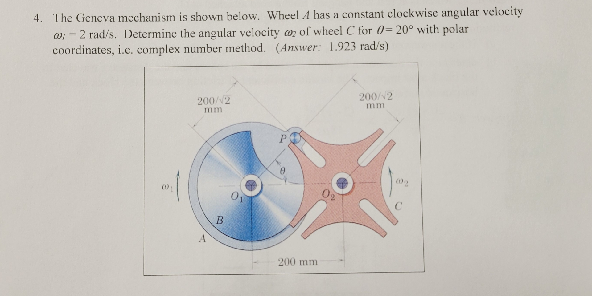 The Geneva mechanism is shown below. Wheel A has