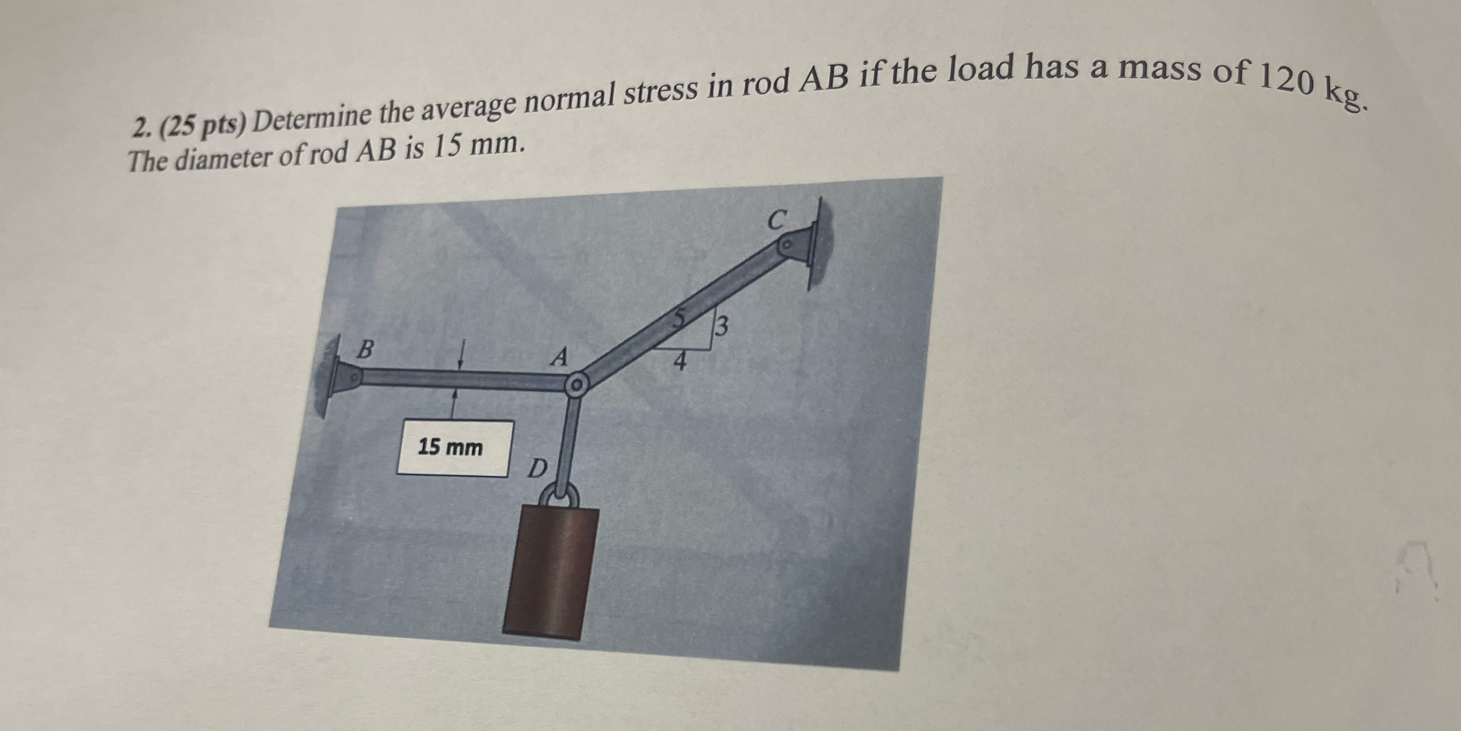 ( 2 5 pts ) Determine the average normal stress