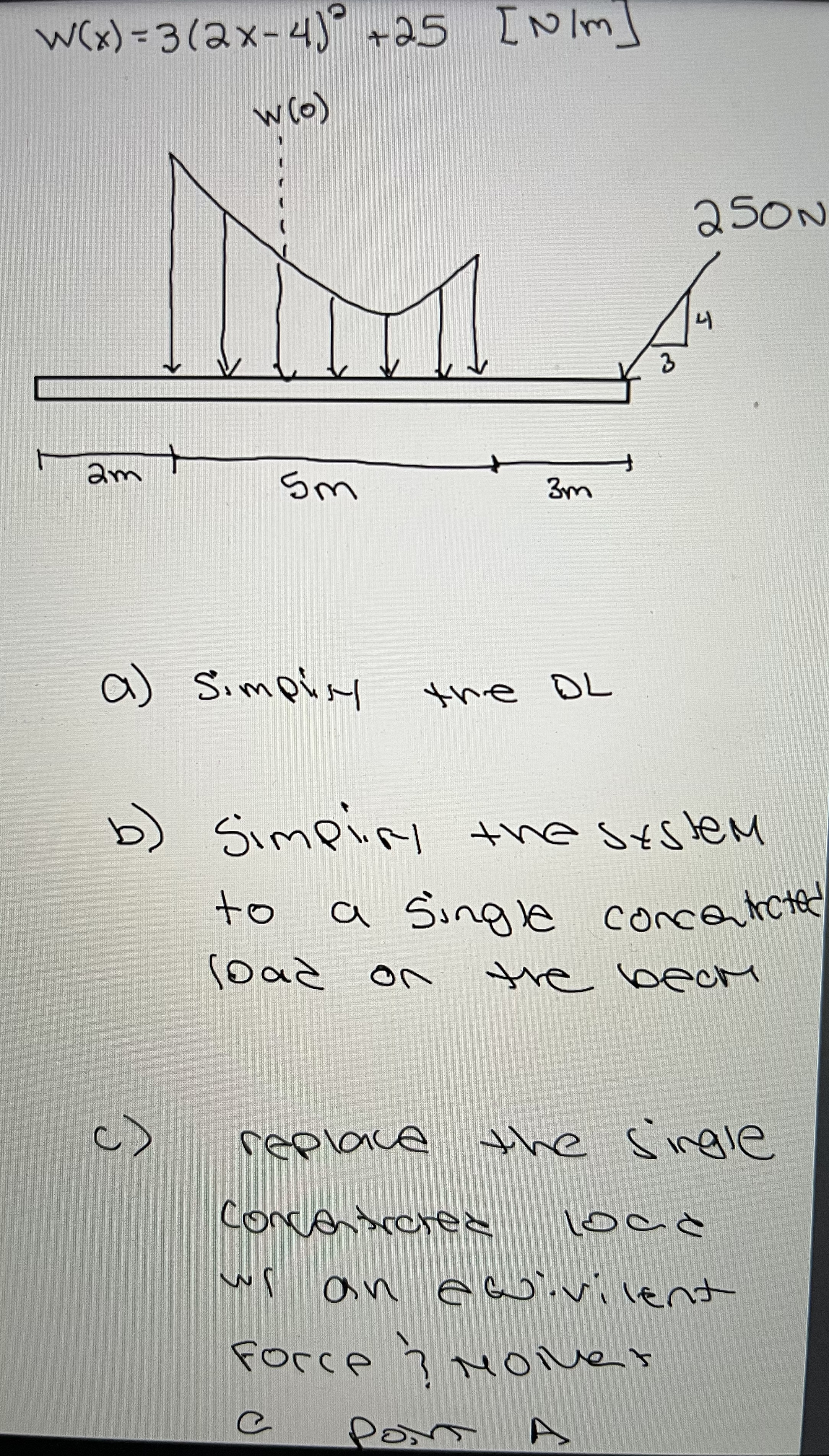 A ) Simplify the distributed load B ) Simplify