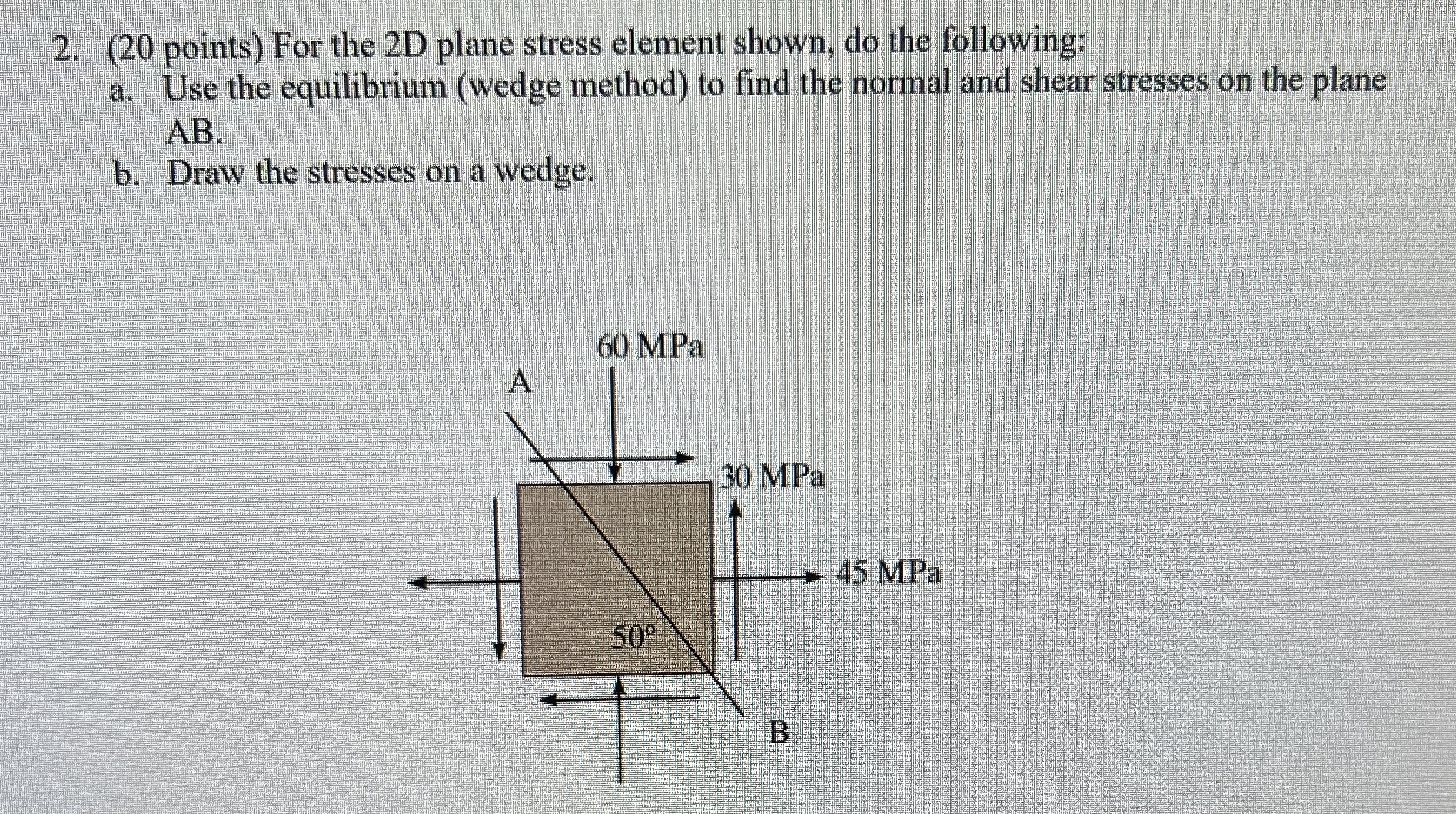 ( 2 0 points ) For the 2 D plane stress element