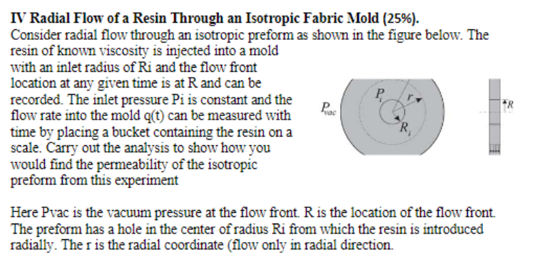 IV Radial Flow of a Resin Through an Isotropic