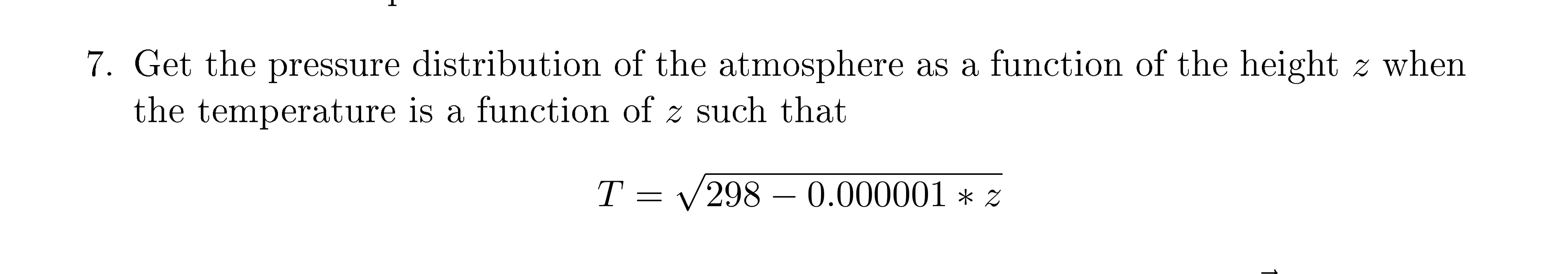 Get the pressure distribution of the atmosphere
