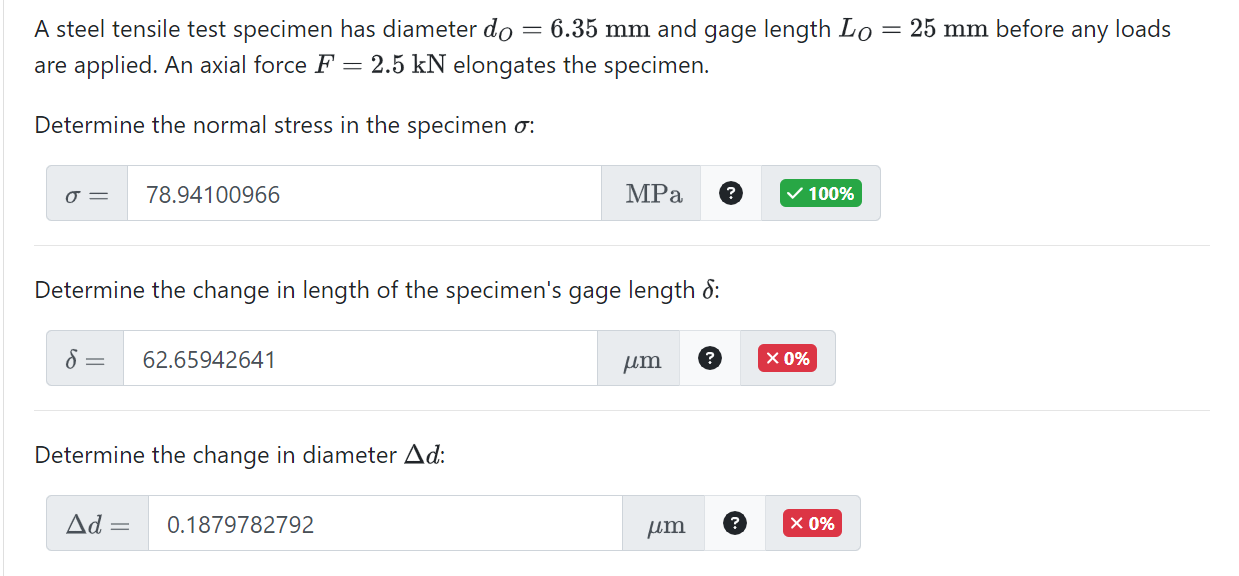 A steel tensile test specimen has diameter d O =