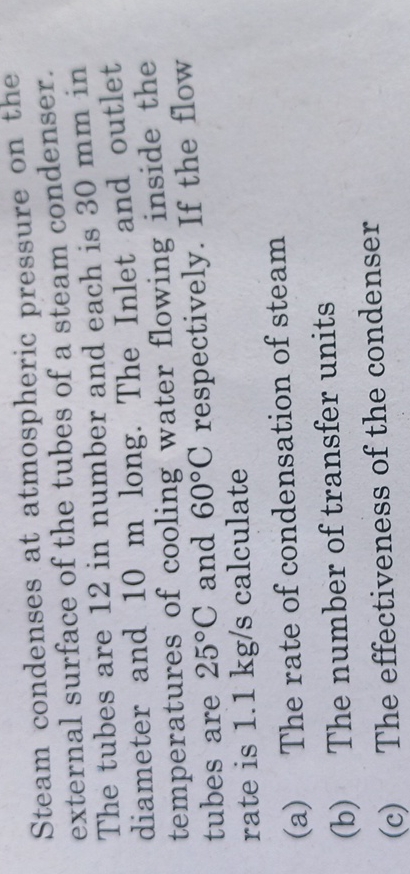 Steam condenses at atmospheric pressure on the