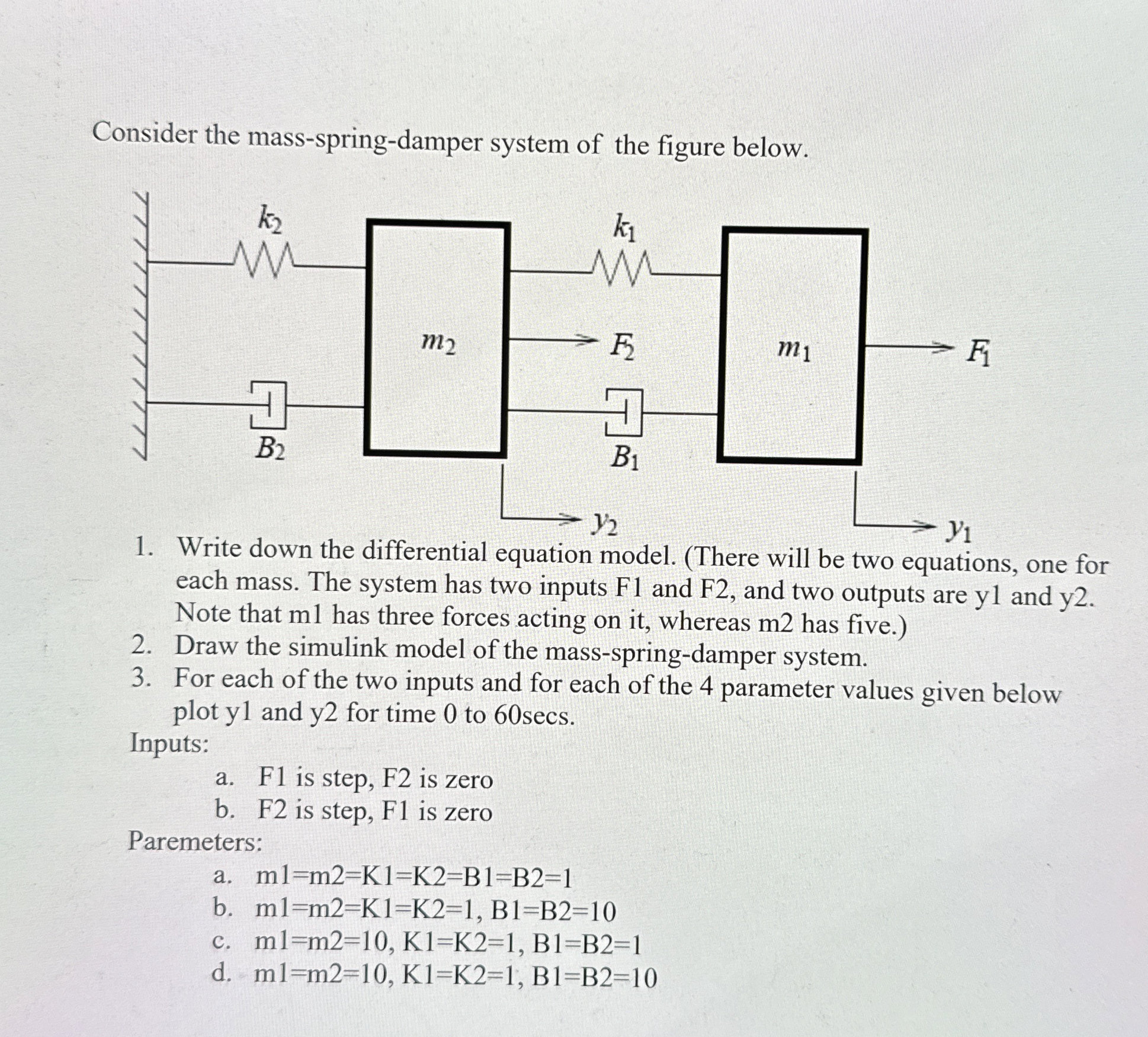 Consider the mass - spring - damper system of the