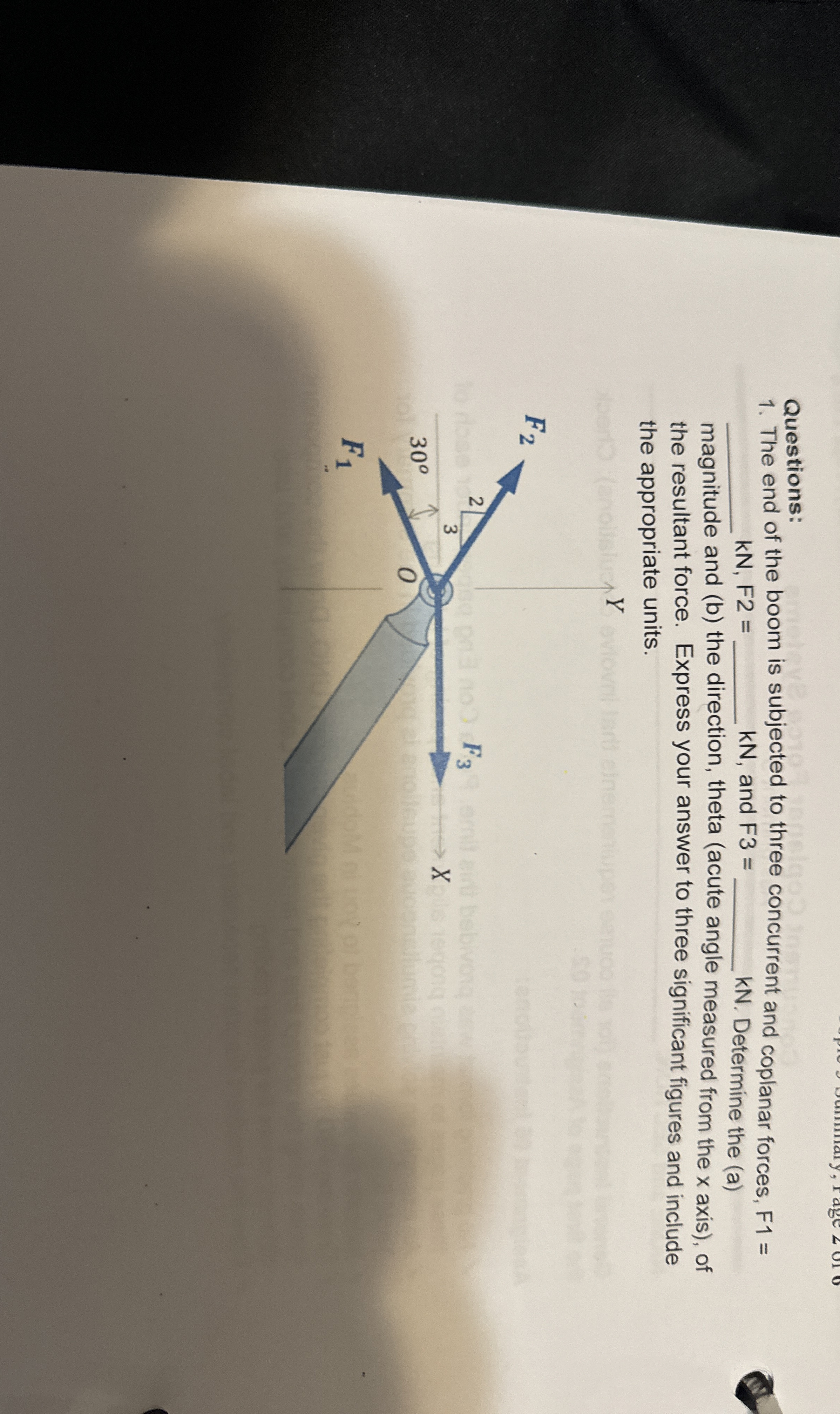 Questions: The end of the boom is subjected to