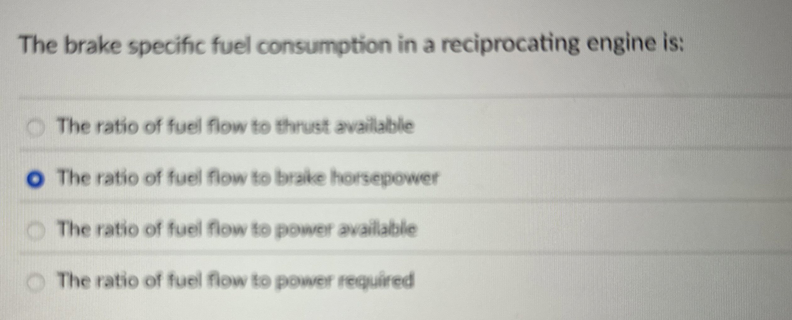 The brake specific fuel consumption in a