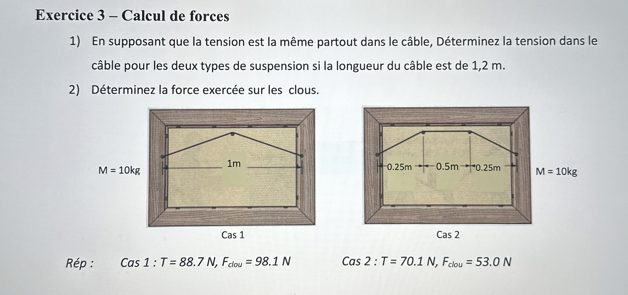 Exercice 3 - Calcul de forces En supposant que la