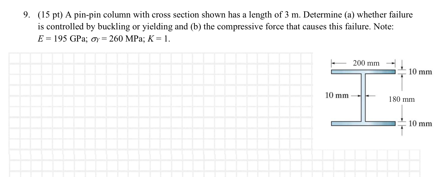 ( 1 5 pt ) A pin - pin column with cross section