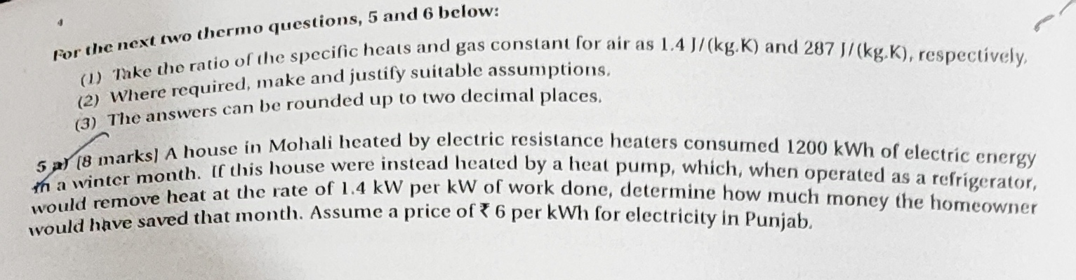 - For the next two thermo questions, 5 and \ ( \