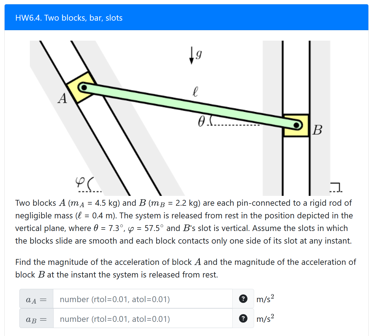 Two blocks A ( m _ ( A ) = 4 . 5 ( kg ) ) and B (
