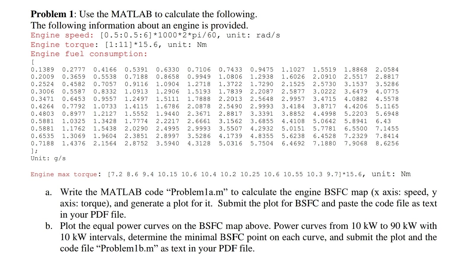 Problem 1 : Use the MATLAB to calculate the