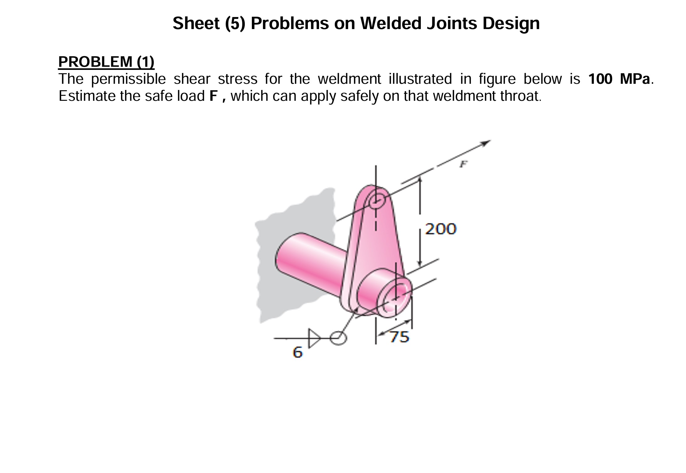 Sheet ( 5 ) Problems on Welded Joints Design