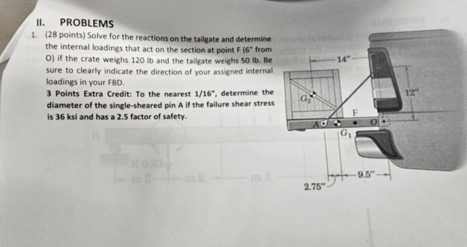 Solve for the reactions on the tailgate and