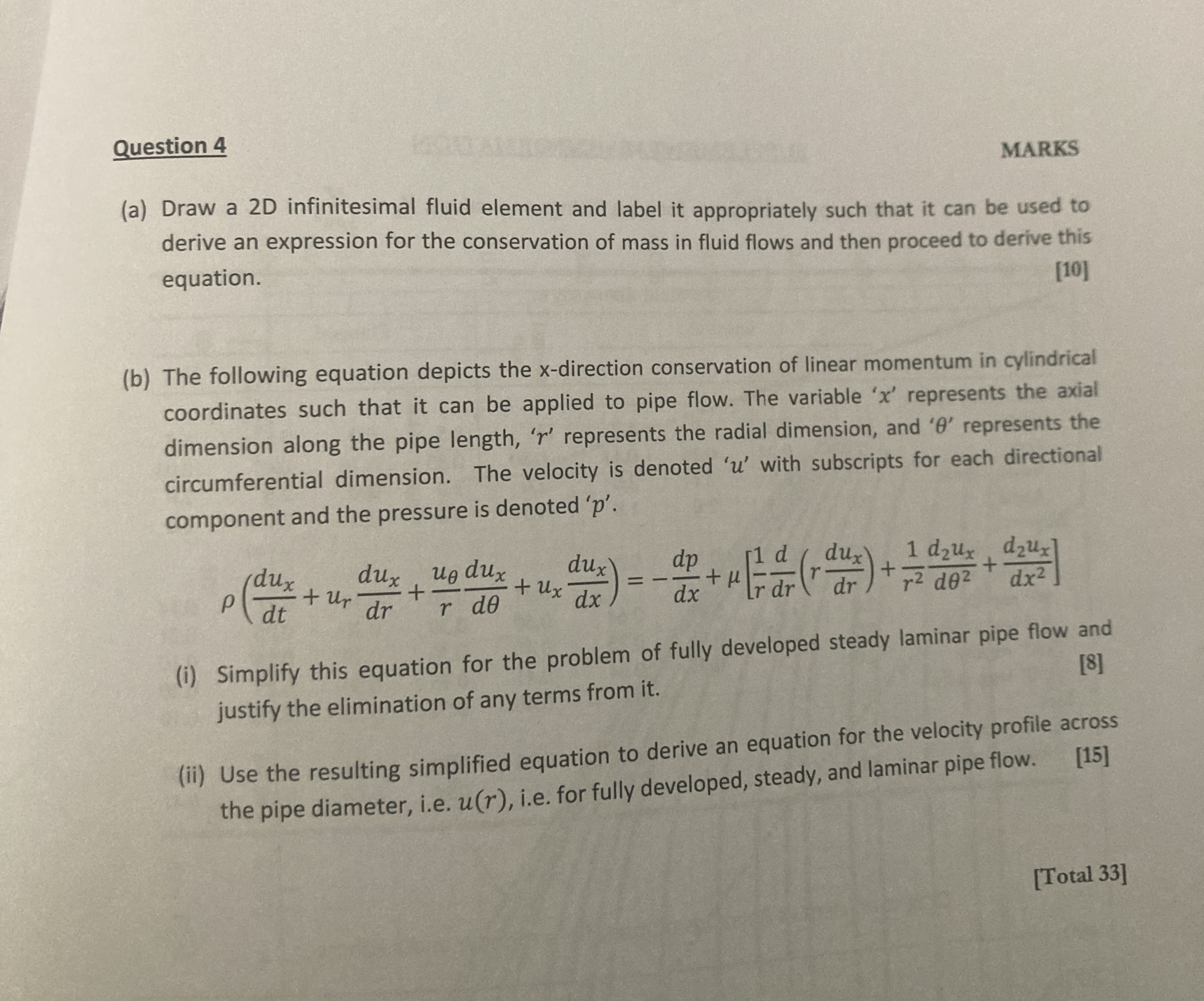 Question 4 MARKS ( a ) Draw a 2 D infinitesimal