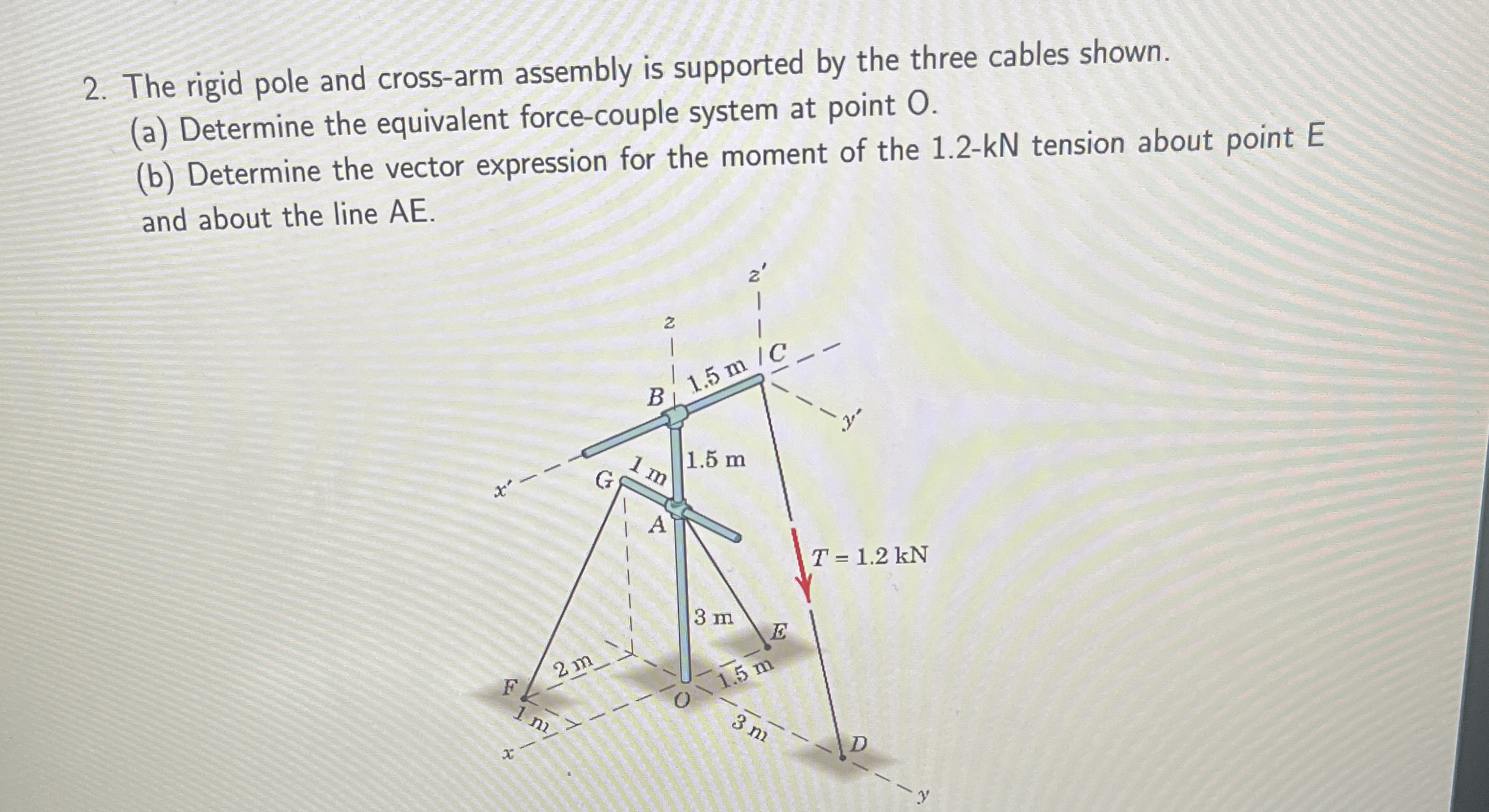 The rigid pole and cross - arm assembly is