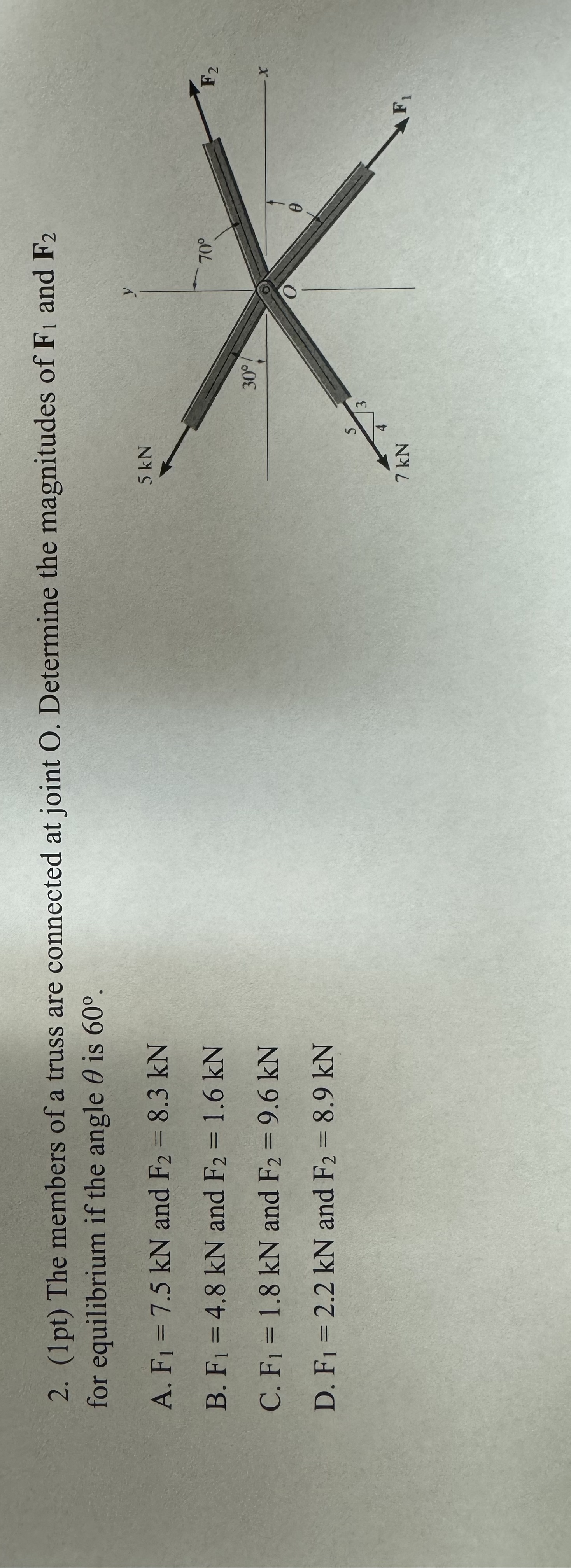 ( 1 pt ) The members of a truss are connected at