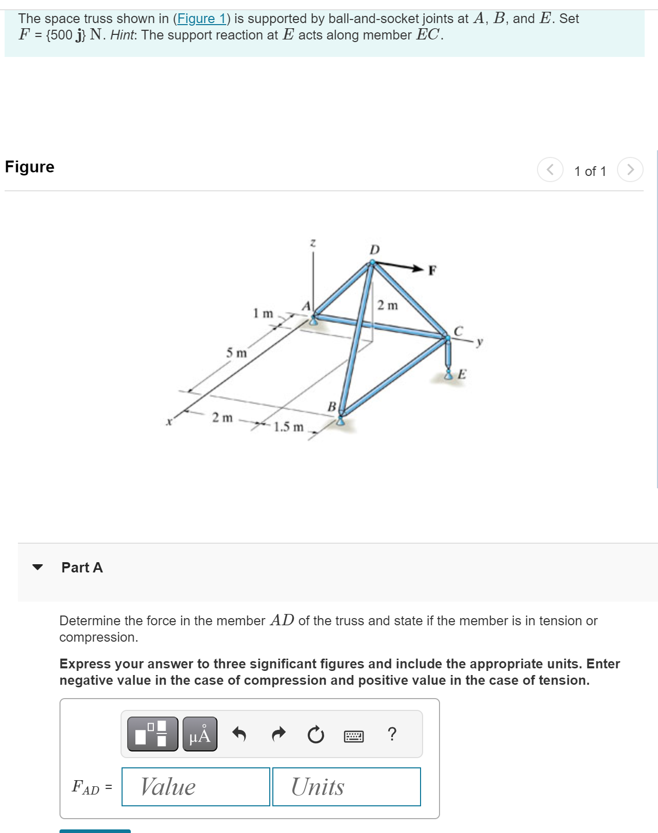 The space truss shown in ( Figure 1 ) is
