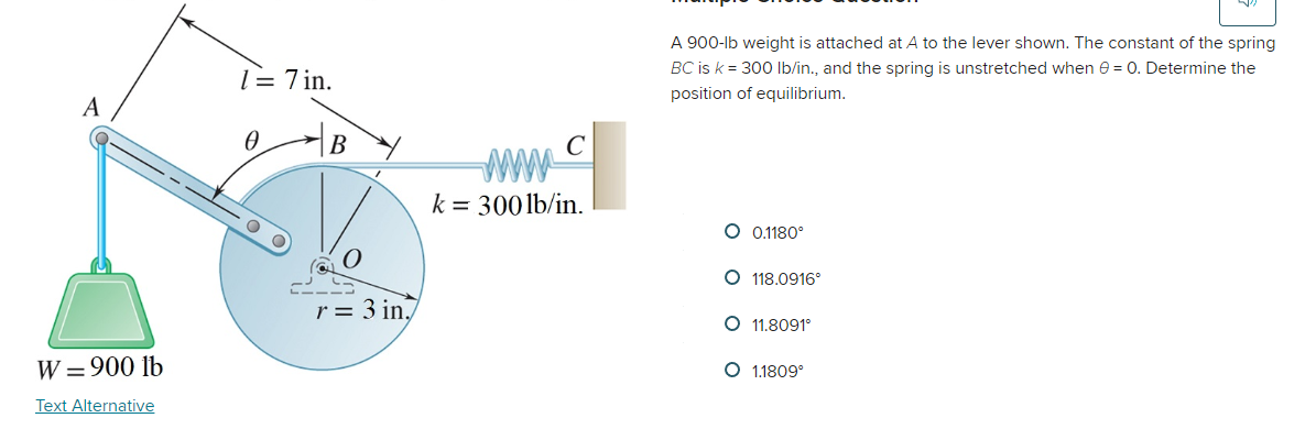A 9 0 0 - lb weight is attached at A to the lever