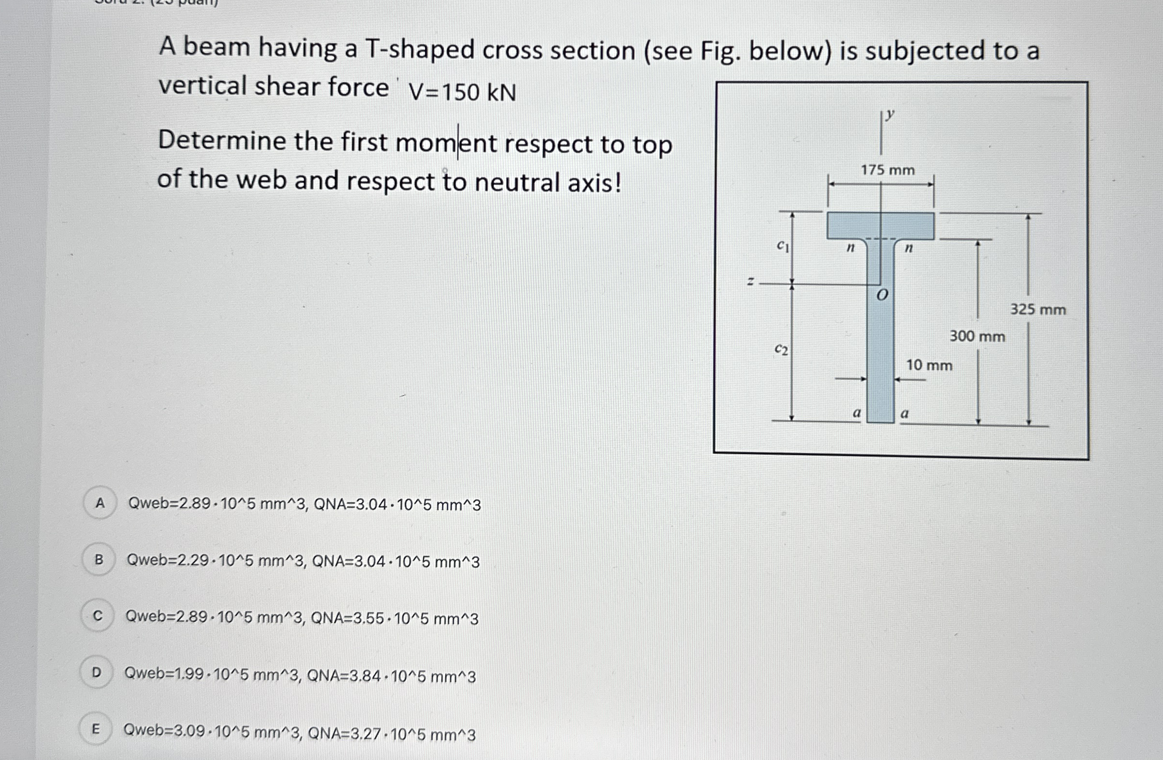 A beam having a T - shaped cross section ( see