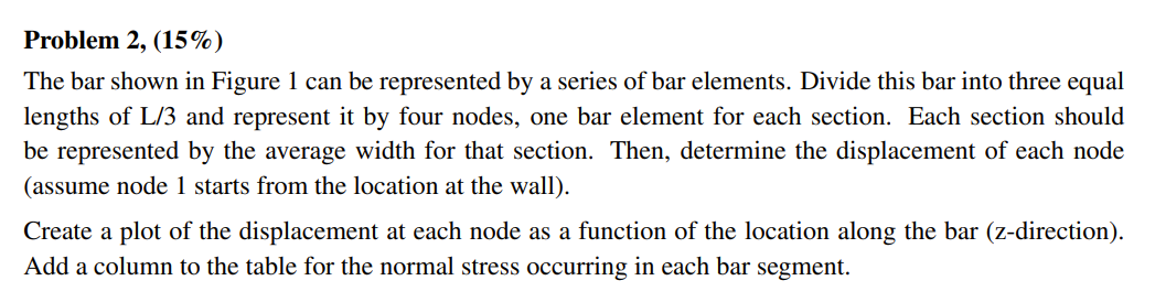 Problem 2 , ( 1 5 % ) The bar shown in Figure 1