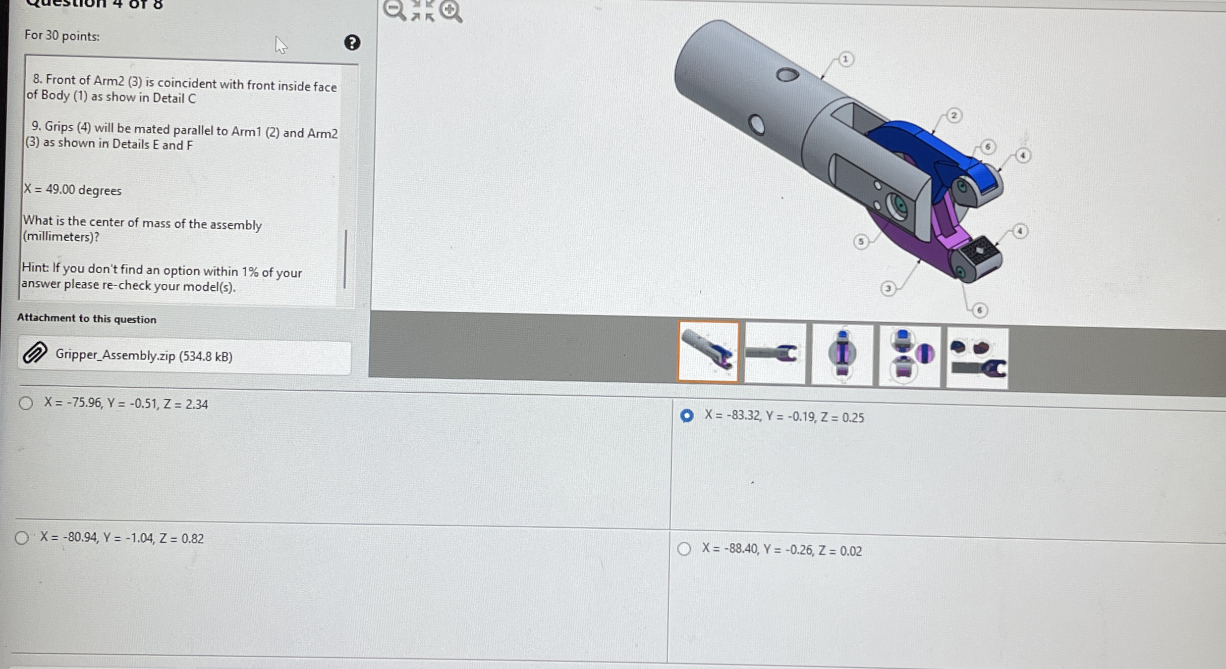 For 3 0 points: 8 . Front of Arm 2 ( 3 ) is