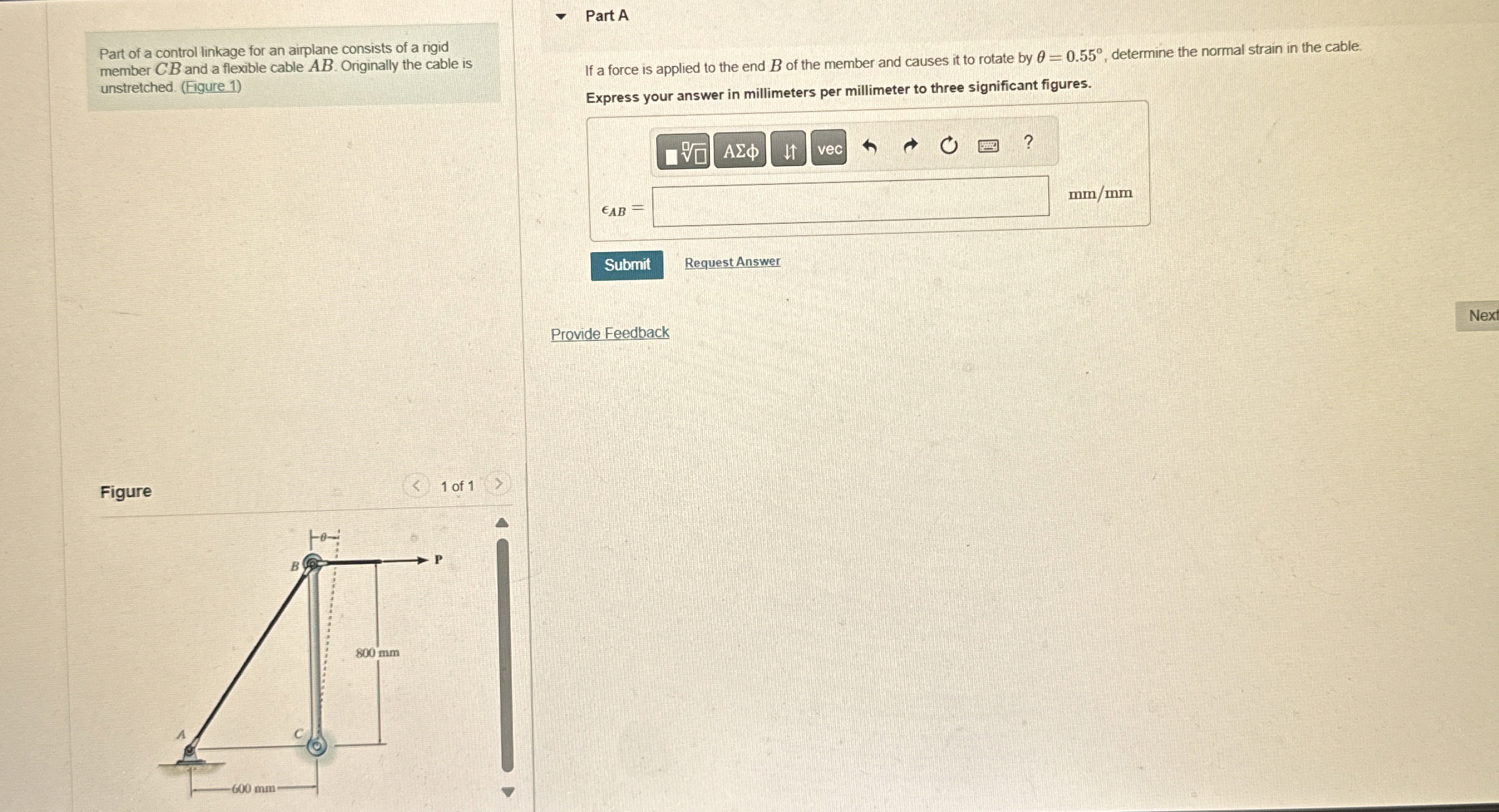 Part of a control linkage for an airplane