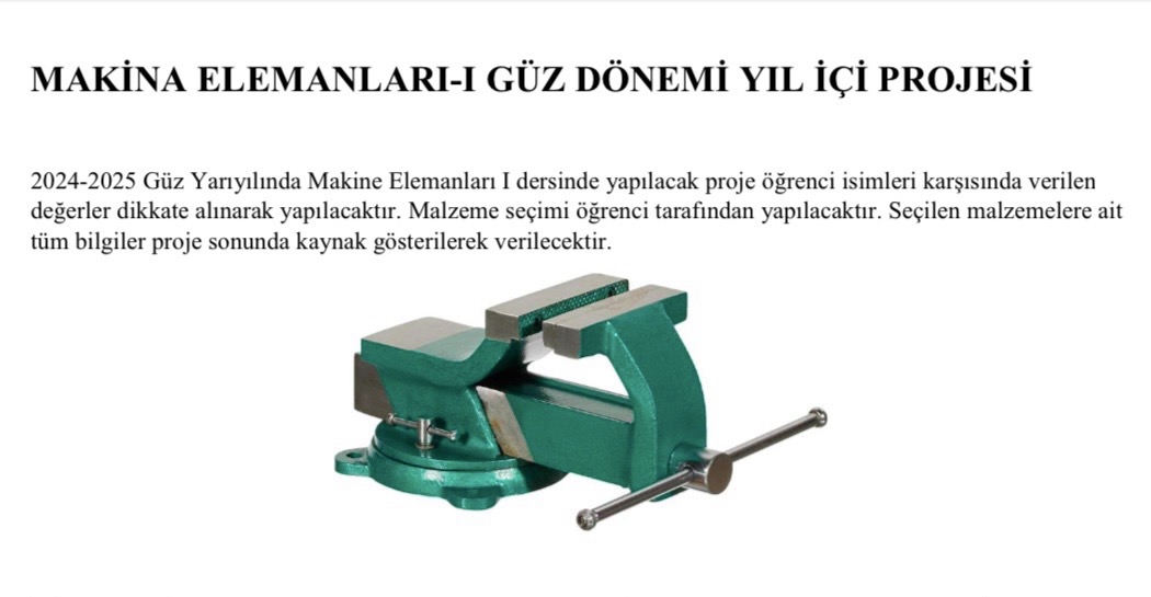 MAKINA ELEMANLARI - I G Z D NEM YIL PROJES 2 0 2