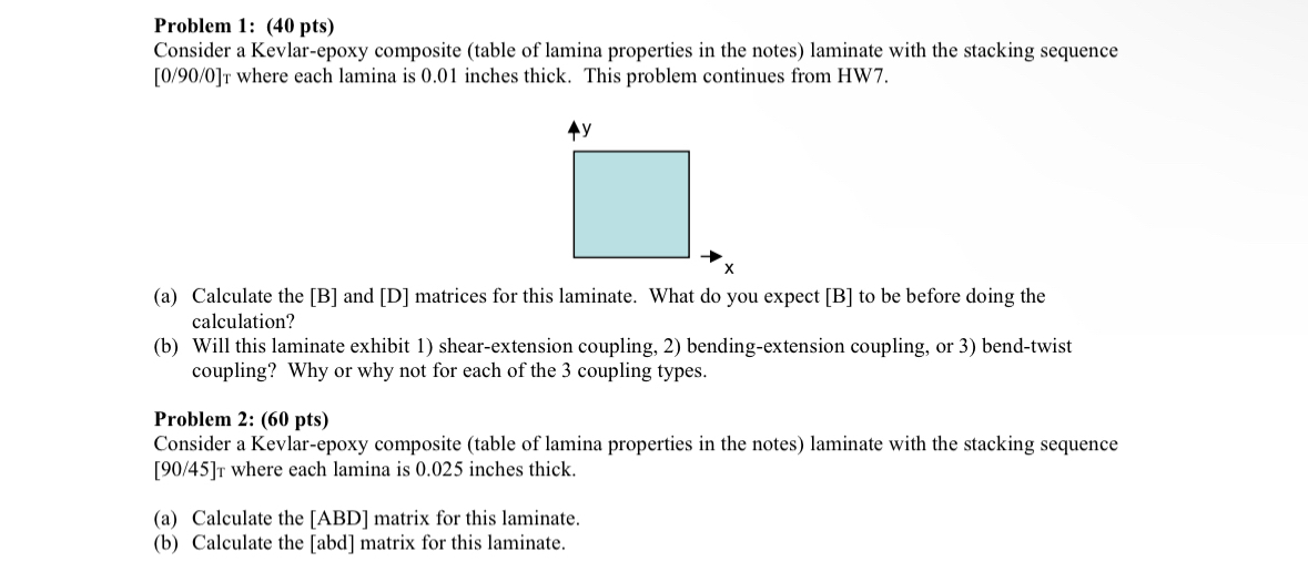 Problem 1 : ( 4 0 pts ) Consider a Kevlar - epoxy
