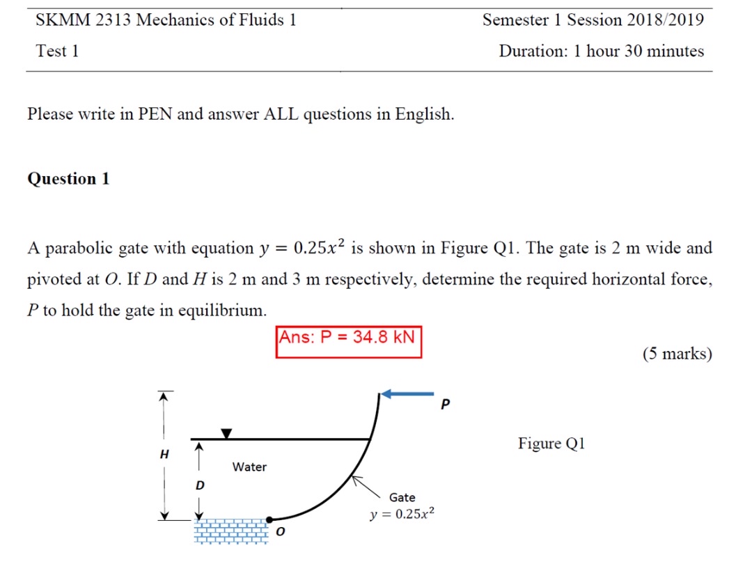\ table [ [ SKMM 2 3 1 3 Mechanics of Fluids 1 ,