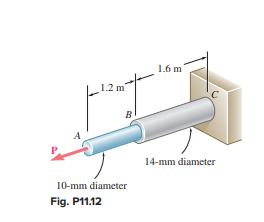 Fig. P 1 1 . 1 2 Rod AB is made of a steel for