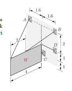 A rectangular traffic sign weighing W is hung on