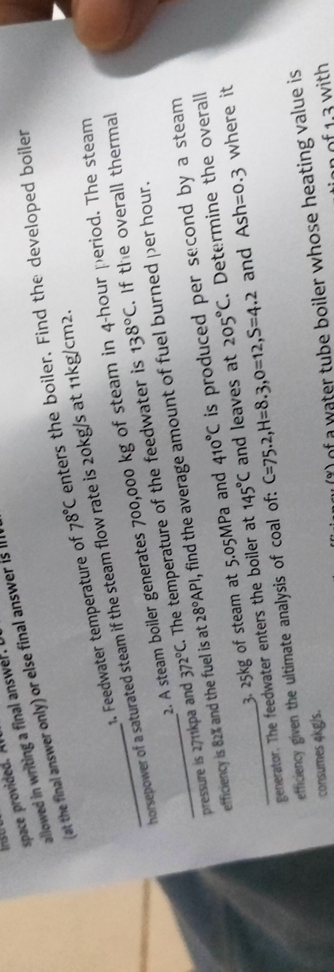 erature of 7 8 C enters the Feedwater temperature