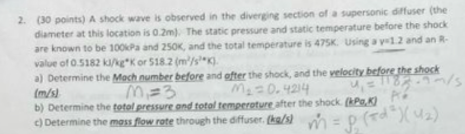 ( 3 0 points ) A shock wave is obverved in the