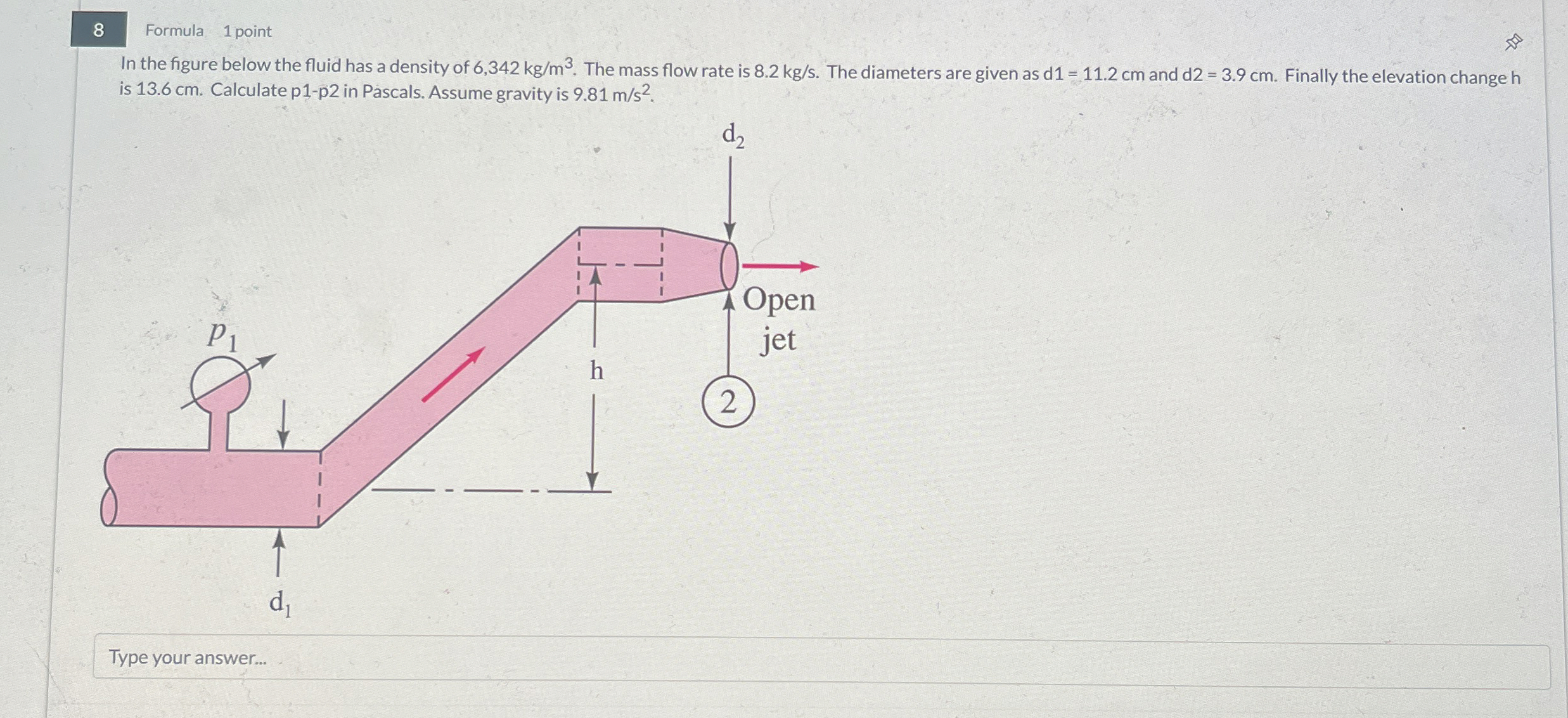 8 Formula 1 point In the figure below the fluid