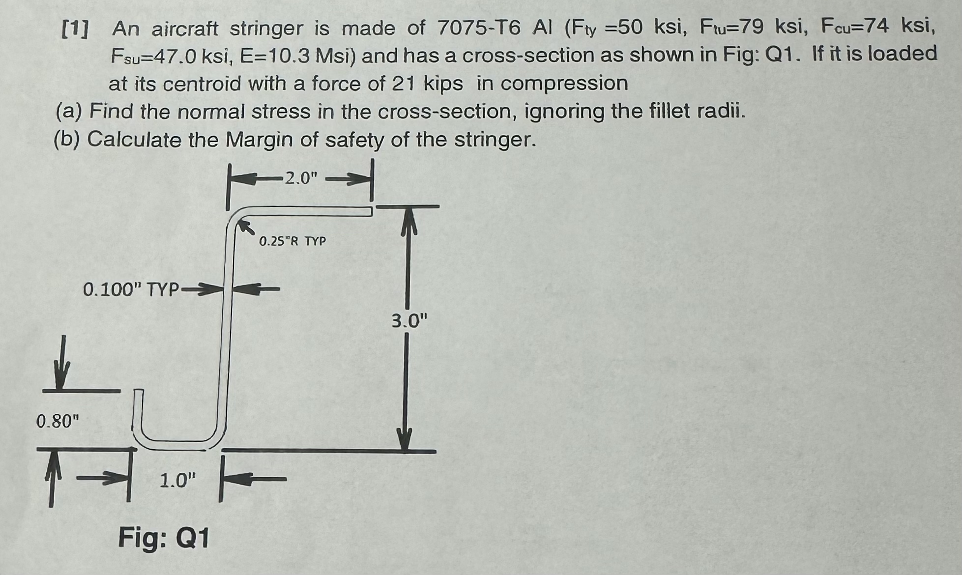 [ 1 ] An aircraft stringer is made of 7 0 7 5 - T