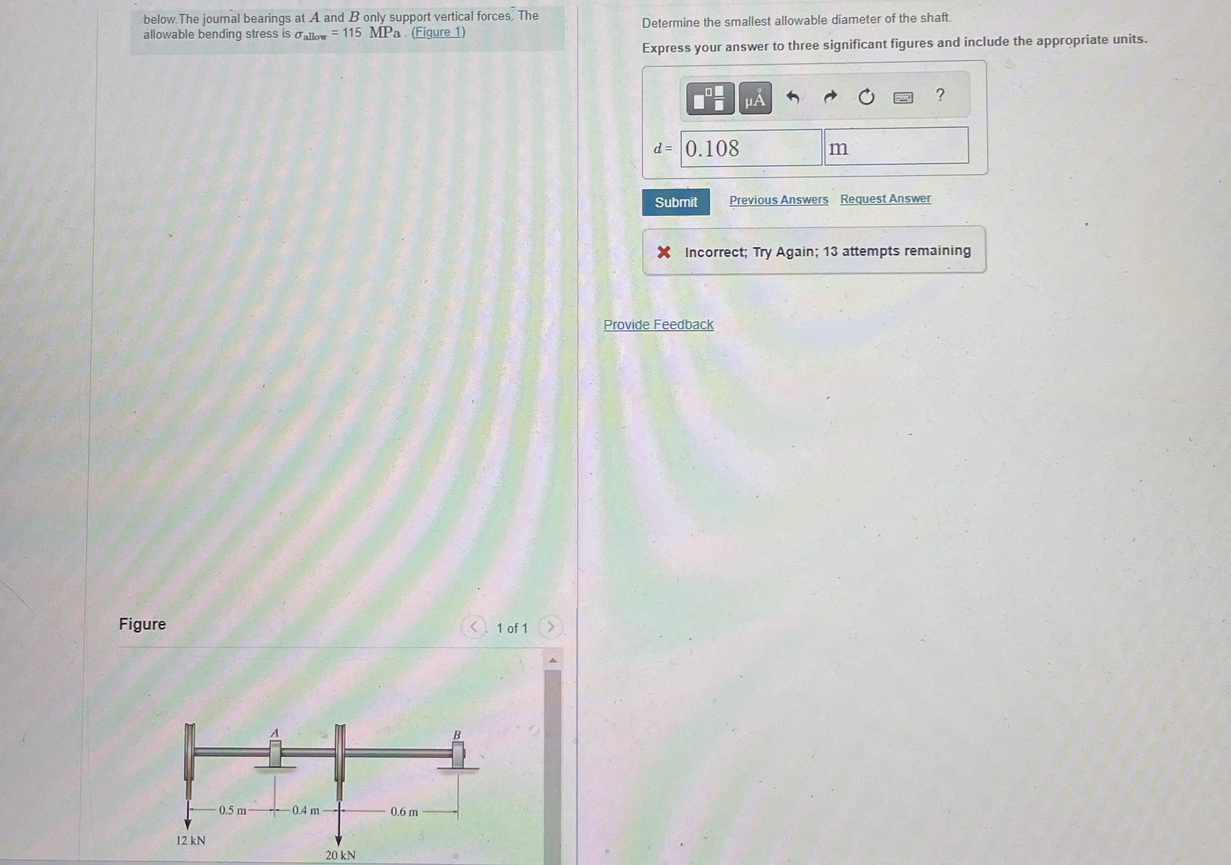 below. The joumal bearings at A and B only