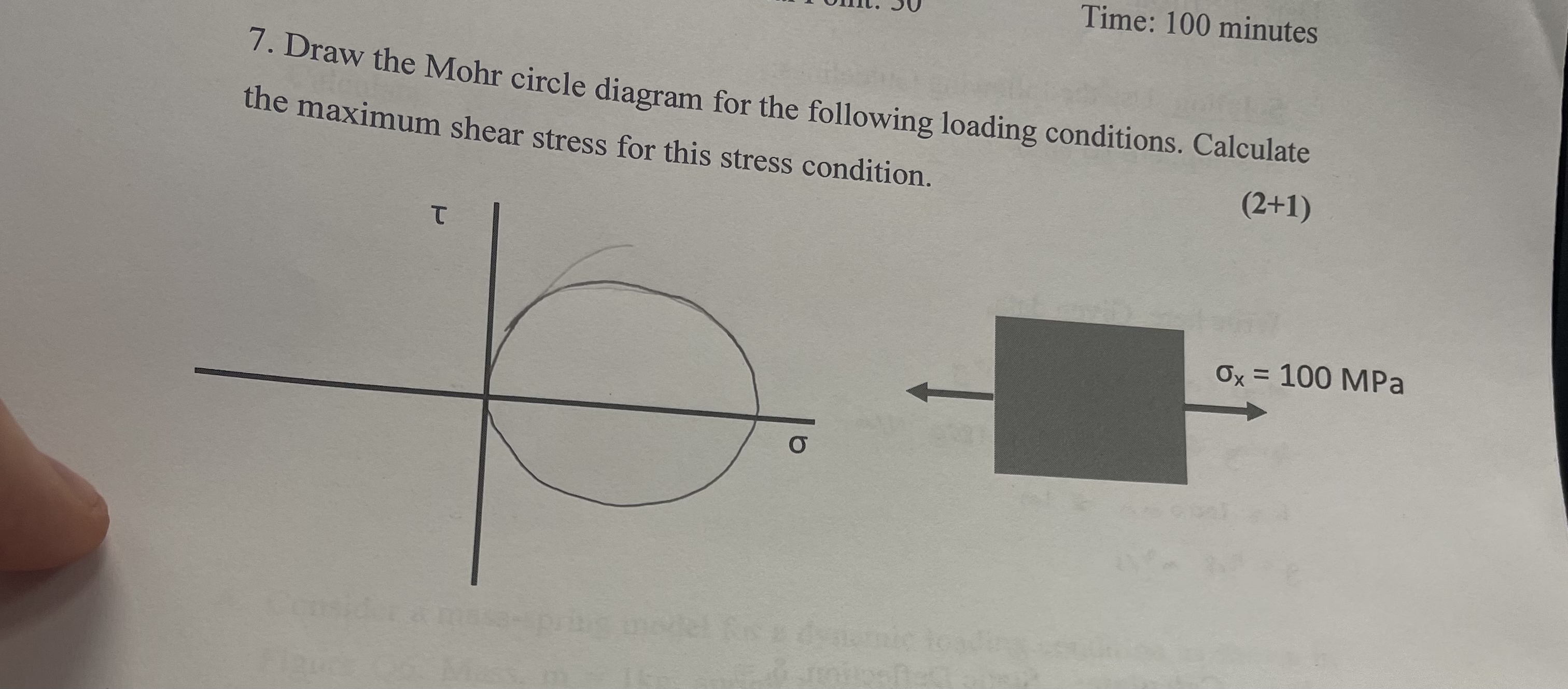 Time: 1 0 0 minutes 7 . Draw the Mohr circle