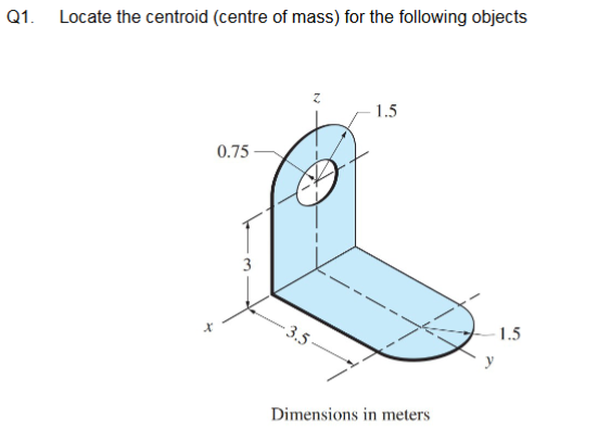 Q 1 . Locate the centroid ( centre of mass ) for